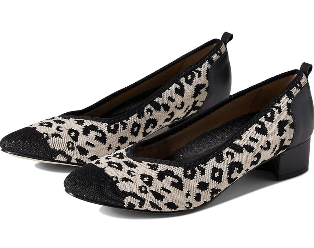 WALKING CRADLES Women's Hester Pumps Size 9.5 Cream Leopard Black Heels NIB